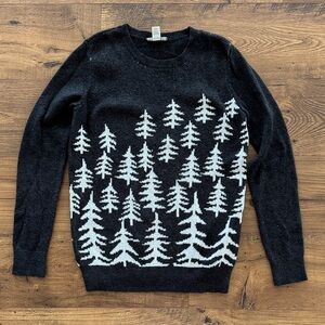 Women’s Loft grey sweater with trees, size medium